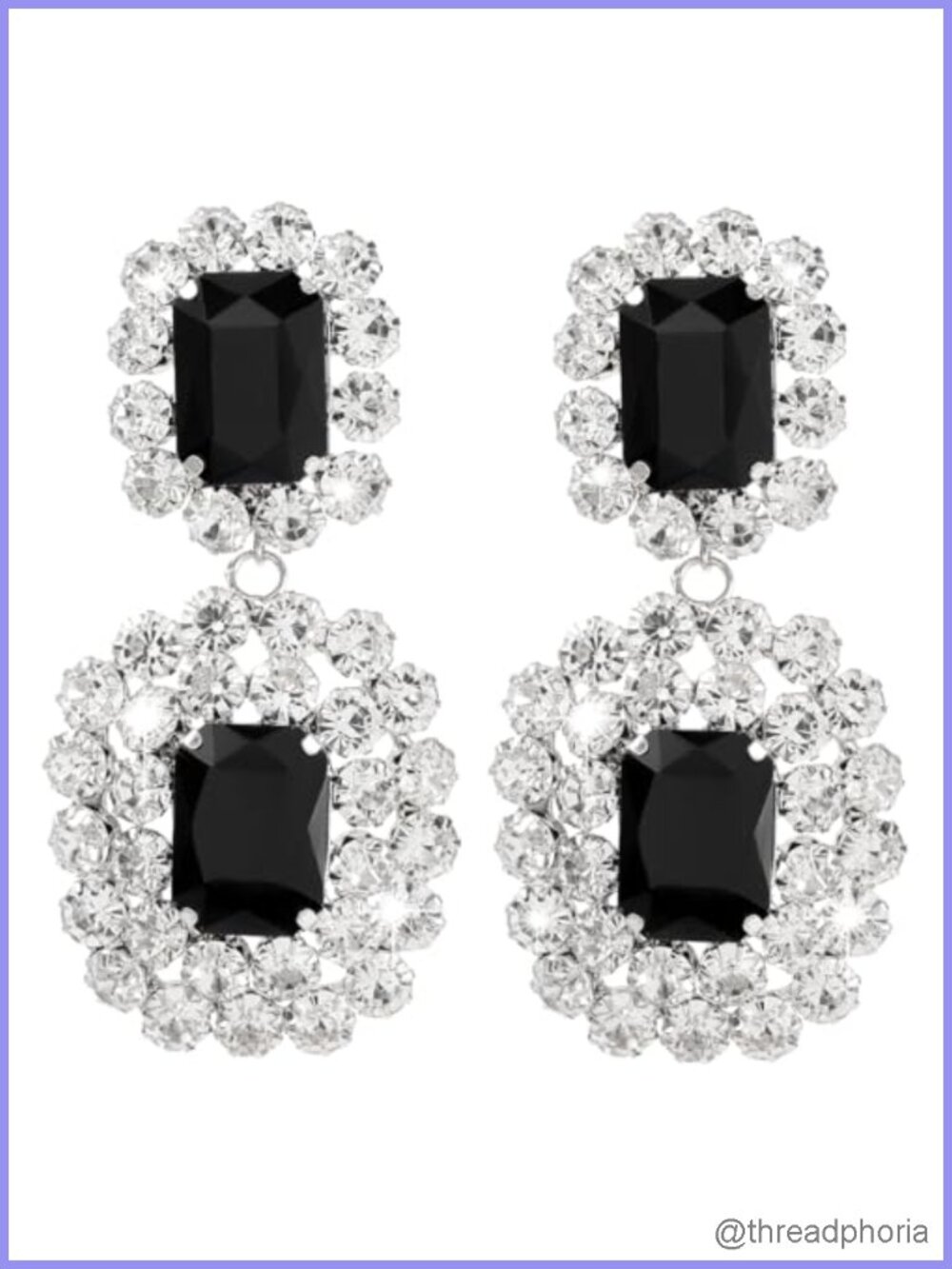 Vintage Geometric Rhinestone Drop Dangle Earrings Long Statement